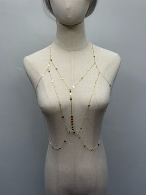 Gold Body Chain Layered Coin Necklace Body Jewelry Women Adjustable